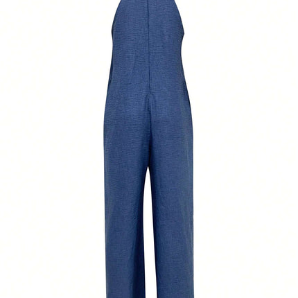 Sleeveless Halter Ruffled Young Women's Jumpsuit