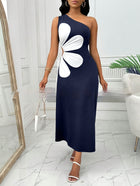 Large Flower Off-the-shoulder Sling Dress