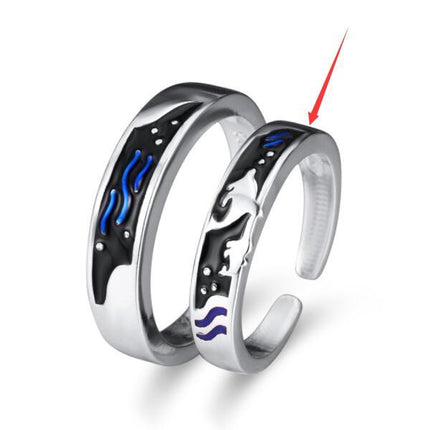 Sea And Whale Epoxy  Couple Men And Women Pair Rings Simple  Rings