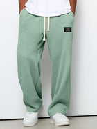 Waffle Straight Pants Fashion Brand Loose Loose  Drawstring Pockets Trousers Casual Men's Clothing