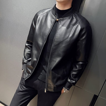 Men's Slim Fit Trendy Handsome Washed Leather Jacket