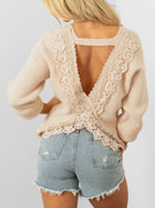 Lace Stitching Long Sleeve Sweater Top