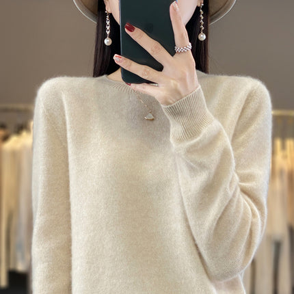 Women's Round Neck Sweater Loose Knitted Bottoming Sweater