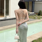 French Sexy Satin Sling Dress Women