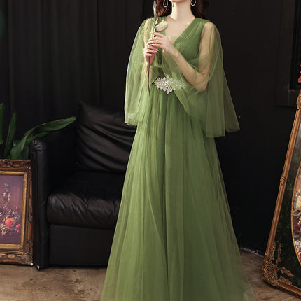 Green Wedding Dress Guzheng Art Examination Solo