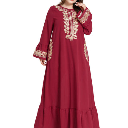 Fashion Arabian Plus Size Women's Embroidered Pockets And Muslim Long Skirt
