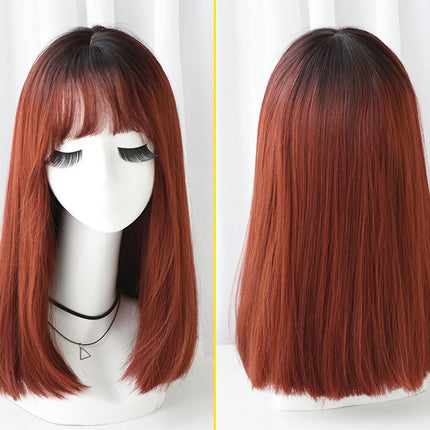Fashion realistic hair long straight hair wig jiafa chemical fiber wig