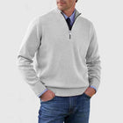 Men's Stand Collar Zipper Sweater Winter Fashion Solid Color Long Sleeve Knitted Top Clothing