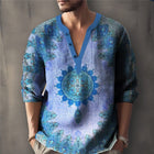Printed Casual V-neck Men's Loose Jacquard Sweater Long Sleeve