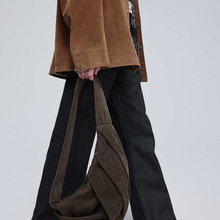 Men's Fashion Suede Pleated Crossbody Bag