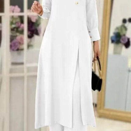 Muslim Women's Wear Two-piece Fashion Elegant Solid Color Side