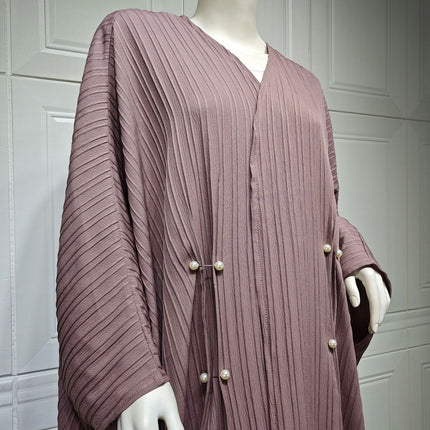 Muslim Women's Wear Modest Modern Fashion Turkish Striped Casual Plus Size Abaya Cardigan Robe