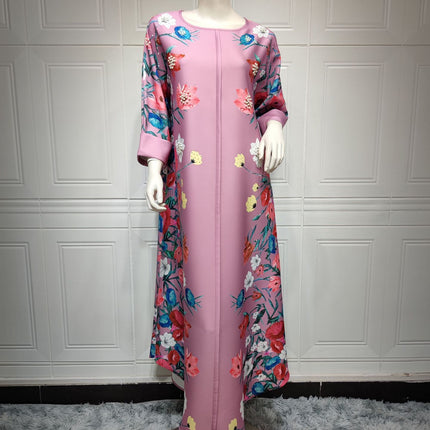 Muslim Robe Affordable Luxury Fashion Rhinestone Positioning Printing Arabic Ladies Dress