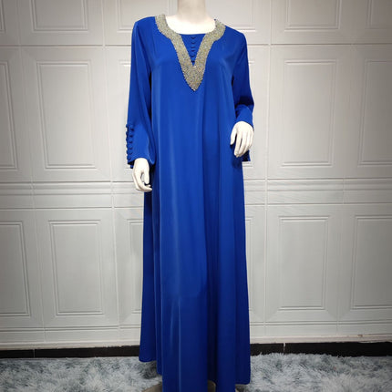 Women's Fashion Plus Size Women Handmade Beaded Rhinestone Dress