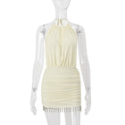 Sexy Backless Solid Color Slim Fit Short Hip-hugger Dress