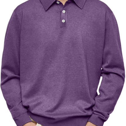 Long Sleeve V-neck Buttons Men's Casual Jacket Polo Shirt