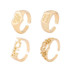 Shaped Rings Vintage Alloy Letter Cutout Heart Rings Set Of Four