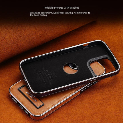 Applicable Phone Case All-inclusive Drop-resistant High-grade Leather Bracket Shell
