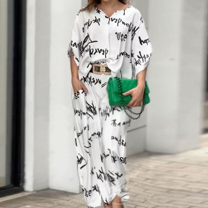 Fashion Letter Printed Pants Set