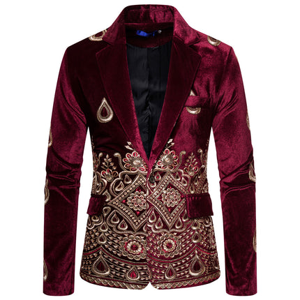 Ethnic Print Single-breasted Leisure Suits For Men Costume