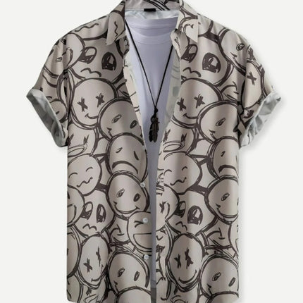 Hawaiian Printing Lapel Short Sleeve Shirt