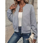 Womens Bomber Jacket Coat Casual Textured Stand Collar Zip Up Fall Fashion Jackets Outfits