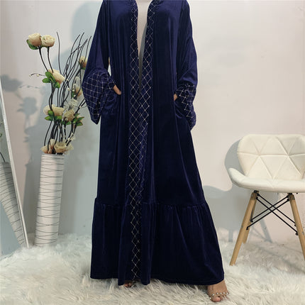Golden Velvet Gilded Muslim Cardigan Robe
