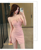 Slim Fit Tube Top V-neck Nightclub Dress