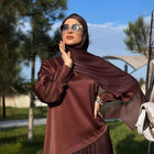 Women's Muslim Style Satin Stitching Design Elegant Fashion Dress