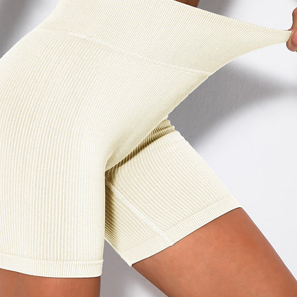 Yoga Shorts Ribbed Seamless Workout High Waist Athletic Leggings Suitable For Yoga Fitness, Workout Shorts Yoga Seamless Ribbed High Waisted Spandex Booty Biker Shorts