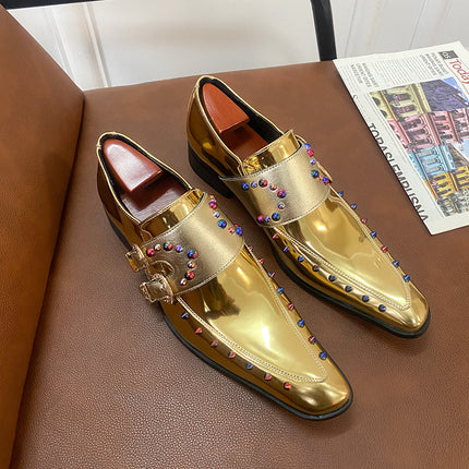 Plus Size High Heel Men's Shoes Metal Rivet