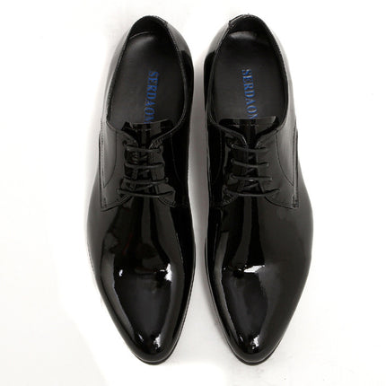 British Pointed Men's Lace-up Low-top Leather Shoes