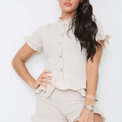 Diamond Frilled Edge Short Co-Ord Set