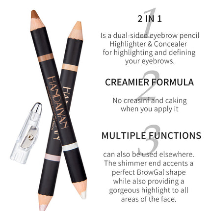 Tattoo Eyebrow 2 In 1 Double Head Eyebrow Pencil And Highlight Waterproof Lasting Eyes Black Brown Eye Brow Tint