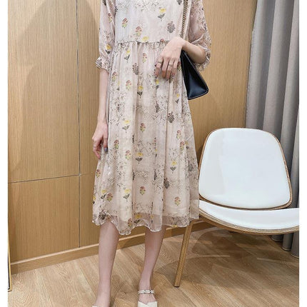 Plus-size Floral Chiffon Dress