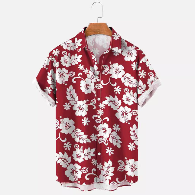 Summer Flower Pattern Seaside Men's Clothing Print Shirt