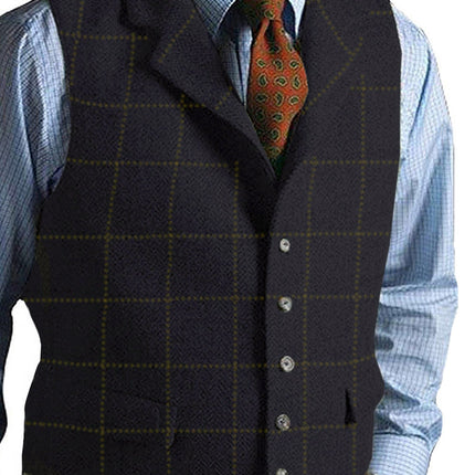 men suits plaid tweed gilet