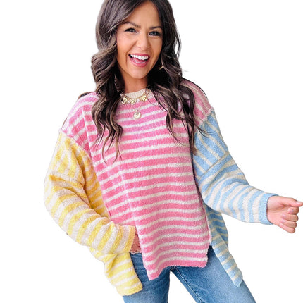 Women's Casual Printed Round Neck Long Sleeve Warm Sweater
