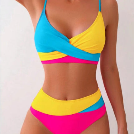 Split Swimsuit Color Matching Color Contrast Bikini Bikini Swimsuit