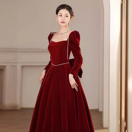 Toast Bride Red Velvet Wedding Dress