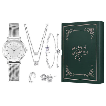 Five Ladies Set Watches Jewelry Bracelets Necklaces