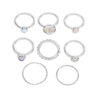 Colorful Stone Metalic Finger Rings Joint Combination Rings For Women Girl Rings