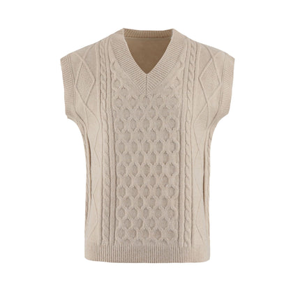 Women's V-neck Twisted Solid Color Top Sweater