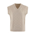 Women's V-neck Twisted Solid Color Top Sweater