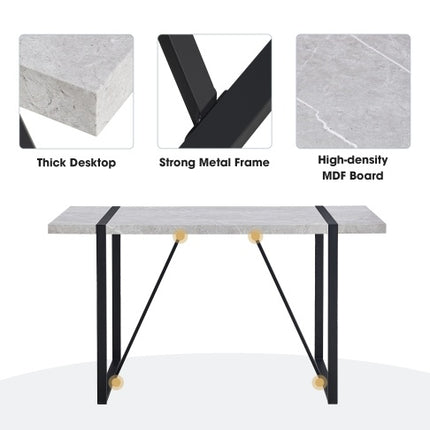 Modern Dining Table, 55 Inch Kitchen Table For 4 People, Rectangular Dinner Table For Dining Room, Home Office, Living Room Furniture, Easy Assembly,