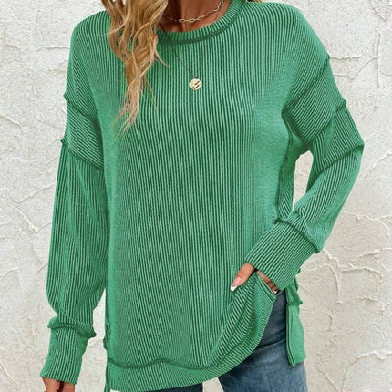Twist Strip Split Long Sleeve Loose Sweatshirt Sweater
