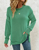 Twist Strip Split Long Sleeve Loose Sweatshirt Sweater