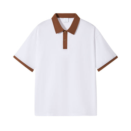 Japanese Fashion Brand Casual Contrast Color Lapel Short Sleeve