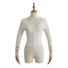 American Hot Girl Pure Desire Sexy V-neck Single-breasted Long Sleeve Sweater