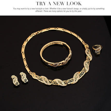 Four-piece Set Of New Hot Style Earrings Bracelets And Rings